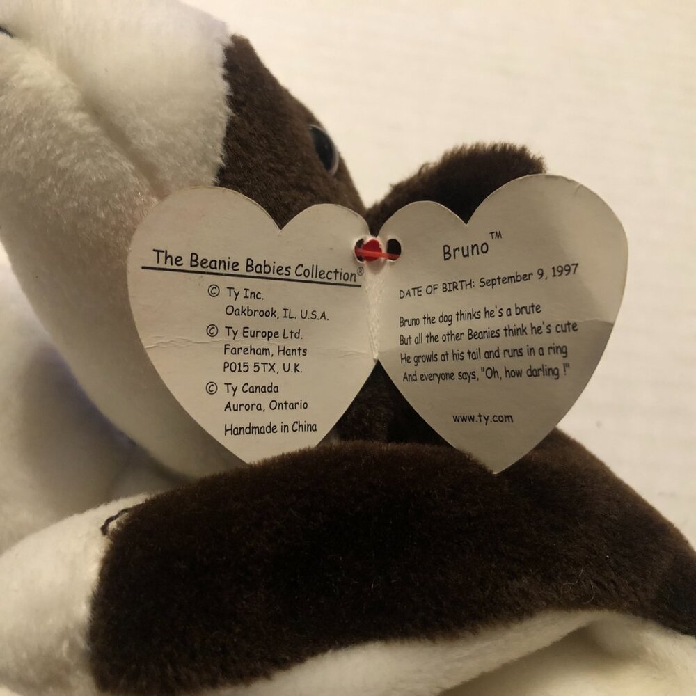 Ty new beanie baby Bruno the Bull Terrier dog 1997 with true errors - Picture 12 of 16